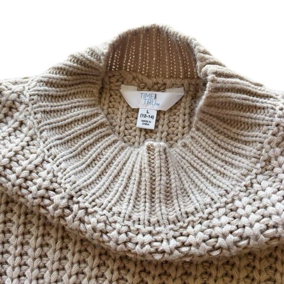 Time and Tru Lot Of 2 Women's Size L Yellow Beige Pullover Mixed Stitch Sweaters - Picture 4 of 13